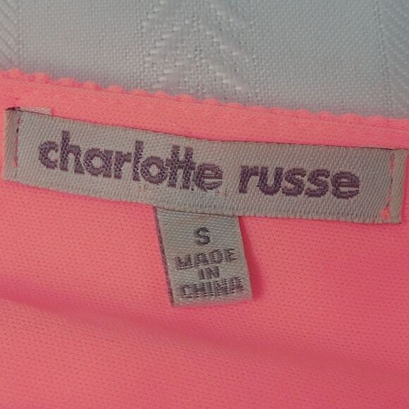 Charlotte Russe Mini Dress Skater Pleated Bright Coral Tank Open Back Small - Picture 6 of 8